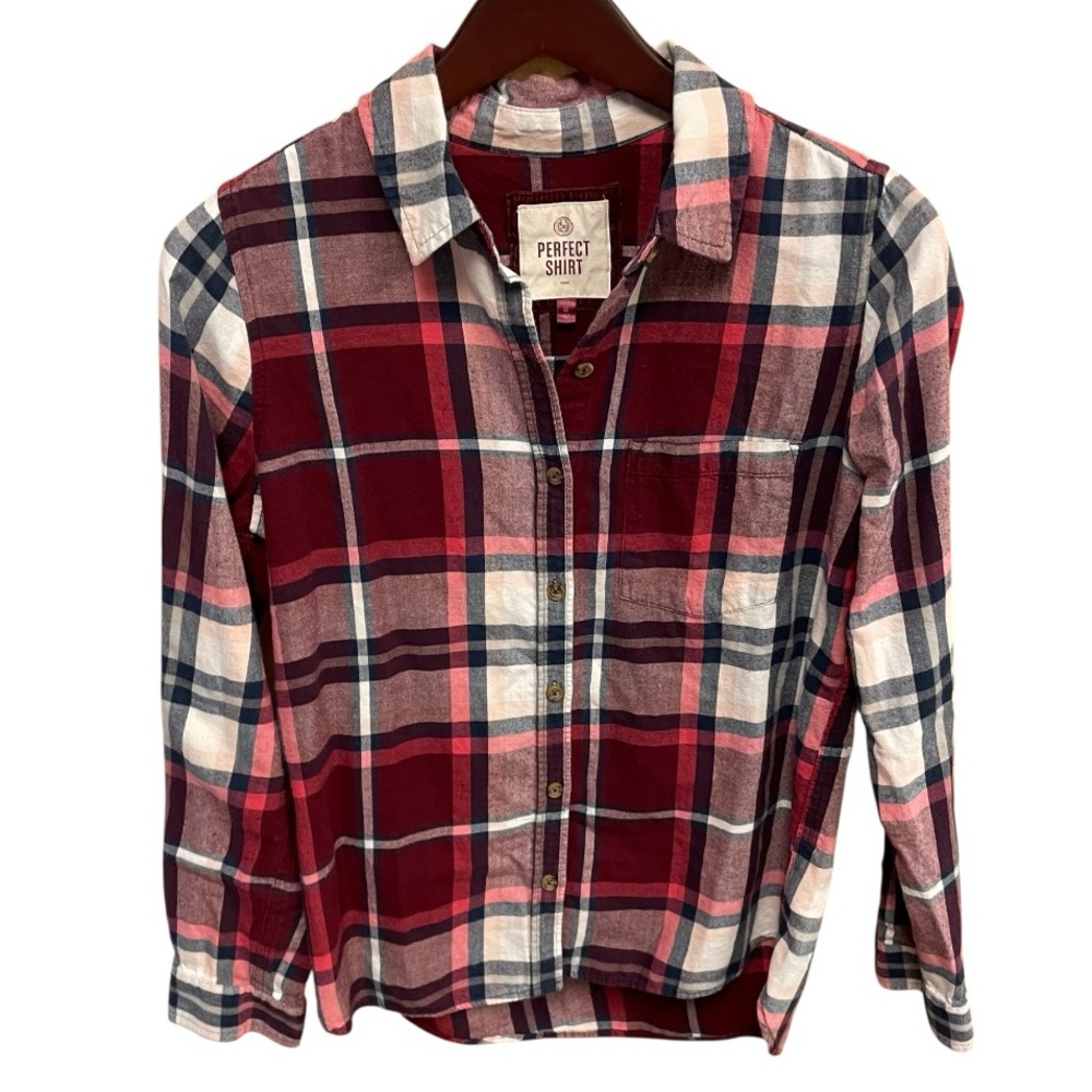 💖 5 for $25 💖 SO Perfect Shirt Red Plaid Button-Up Women’s Medium 100% Cotton